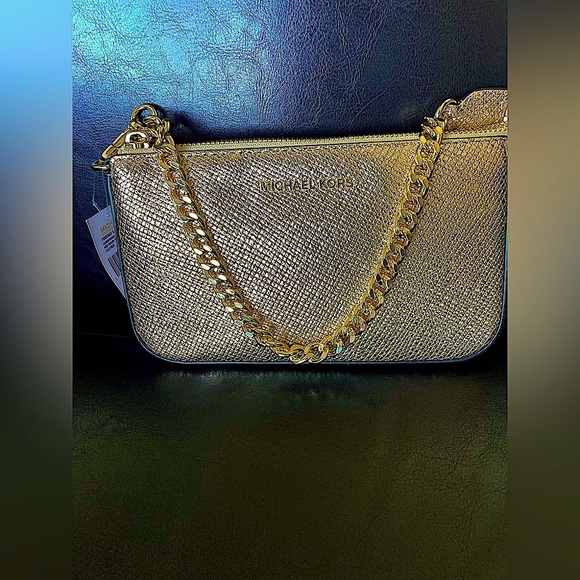 Michael Kors Purse Jet Set Travel Small Zip Pouchette Gold NWT ✨✨✨ - Picture 2 of 5